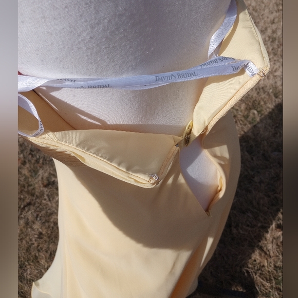 David's Bridal Canary Yellow Strapless Midi Dress - Picture 13 of 16